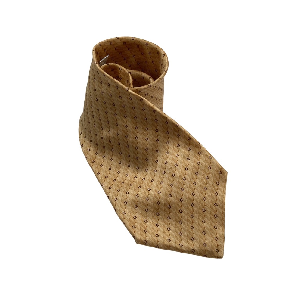Arrow Mens Silk Necktie Tan Gold Geometric Diamond Pattern Formal‎ Business Tie